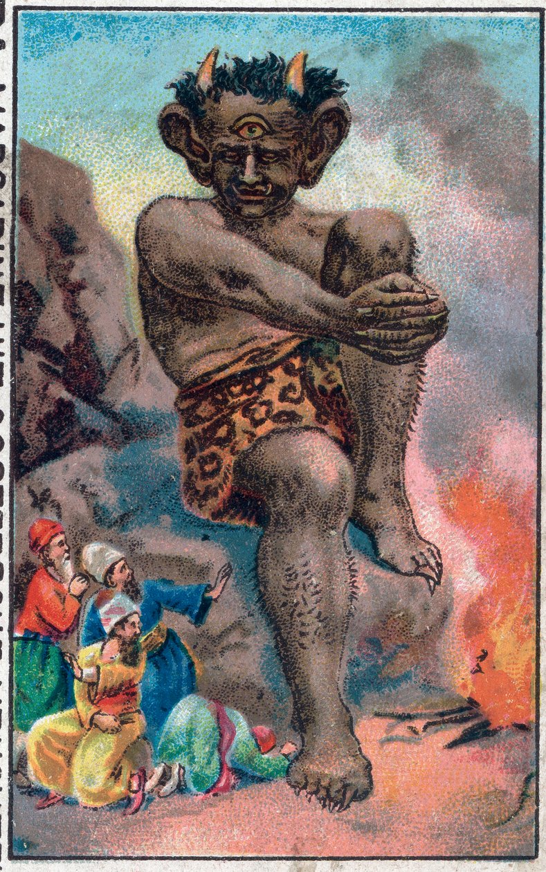 Der Riese. Die wunderbaren Abenteuer von Sindbad dem Seefahrer. Beliebte Geschichte aus 1001 Nacht. Chromolithographie aus dem späten 19. Jahrhundert. von Unknown artist