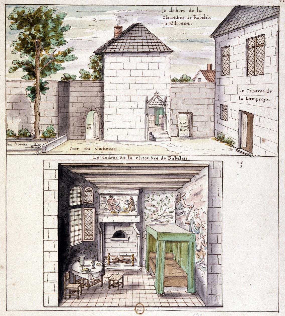 Das Haus von Rabelais in Chinon - Aquarell von Unknown artist
