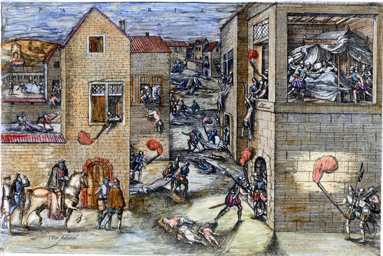 Das Massaker der Bartholomäusnacht (1572). Gravur des 17. Jahrhunderts von Unknown artist