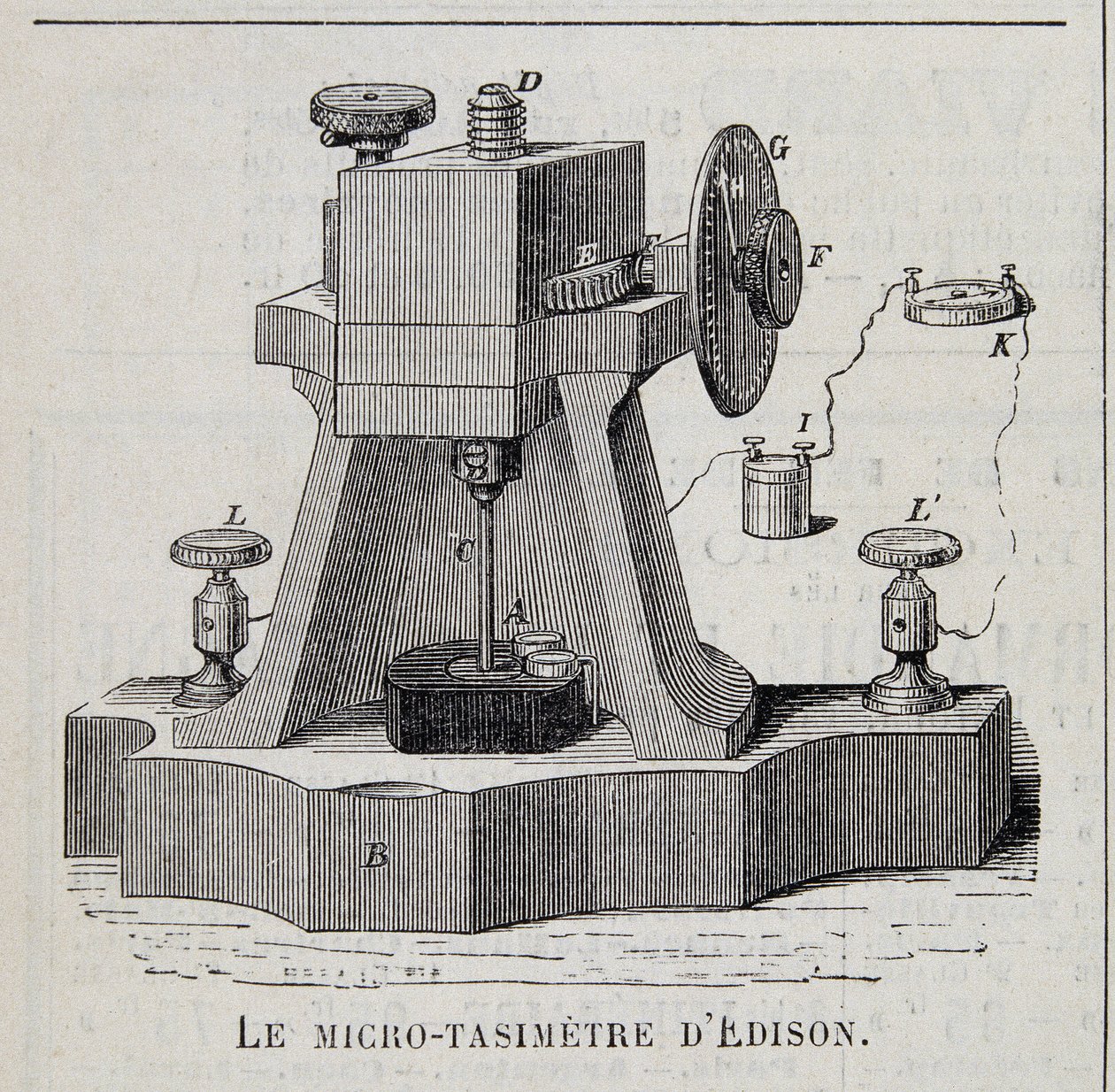 Das Mikro-Tasimeter von Edison - Gravur, Ende 19. Jahrhundert von Unknown artist