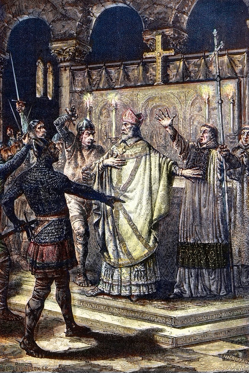 Die Ermordung von St. Thomas Becket in der Kathedrale von Canterbury, 29. Dezember 1170, durch Ritter vom Hofe König Heinrichs II. von Unknown artist