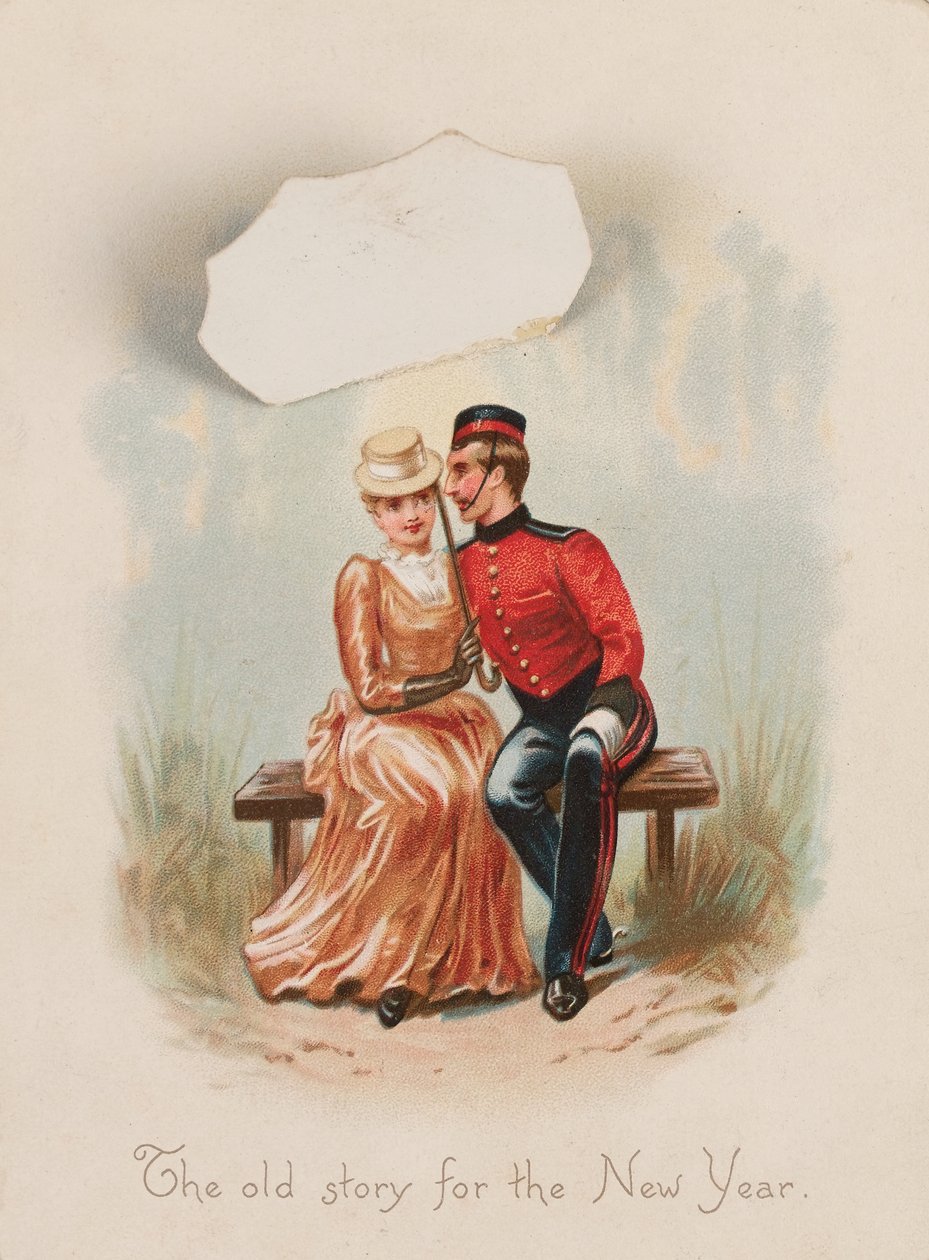 ?Die alte Geschichte für das neue Jahr?, Neujahrskarte, ca. 1885 von Unknown