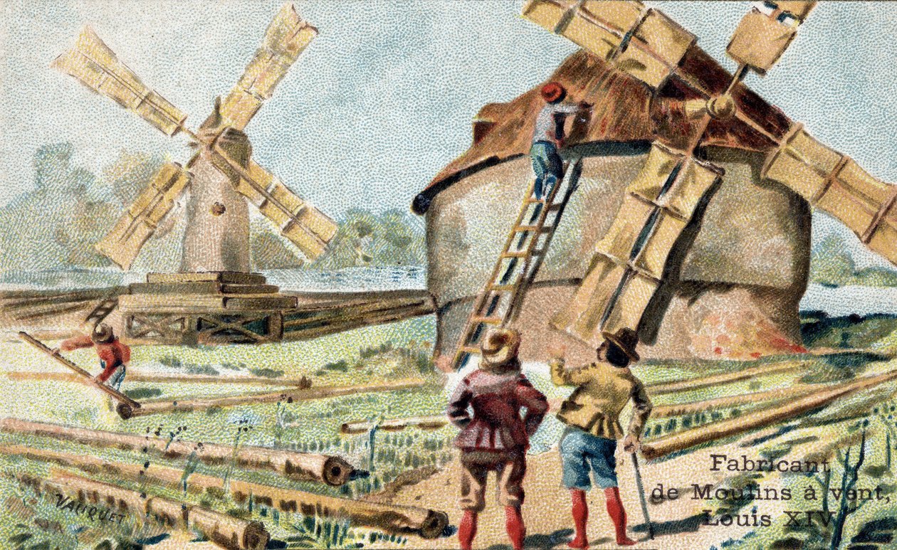 Der Beruf des Windmühlenbauers zu Beginn des 18. Jahrhunderts. von Unknown artist