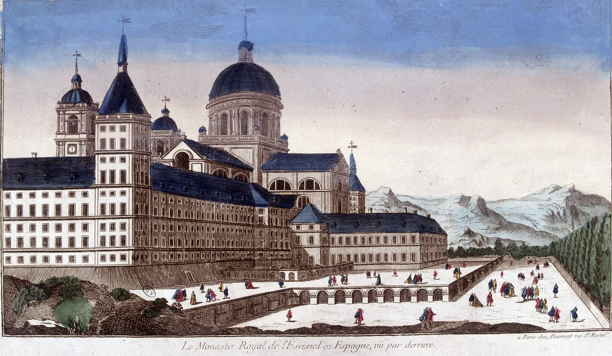 Das königliche Kloster von Escorial in Spanien, von hinten gesehen. von Unknown artist