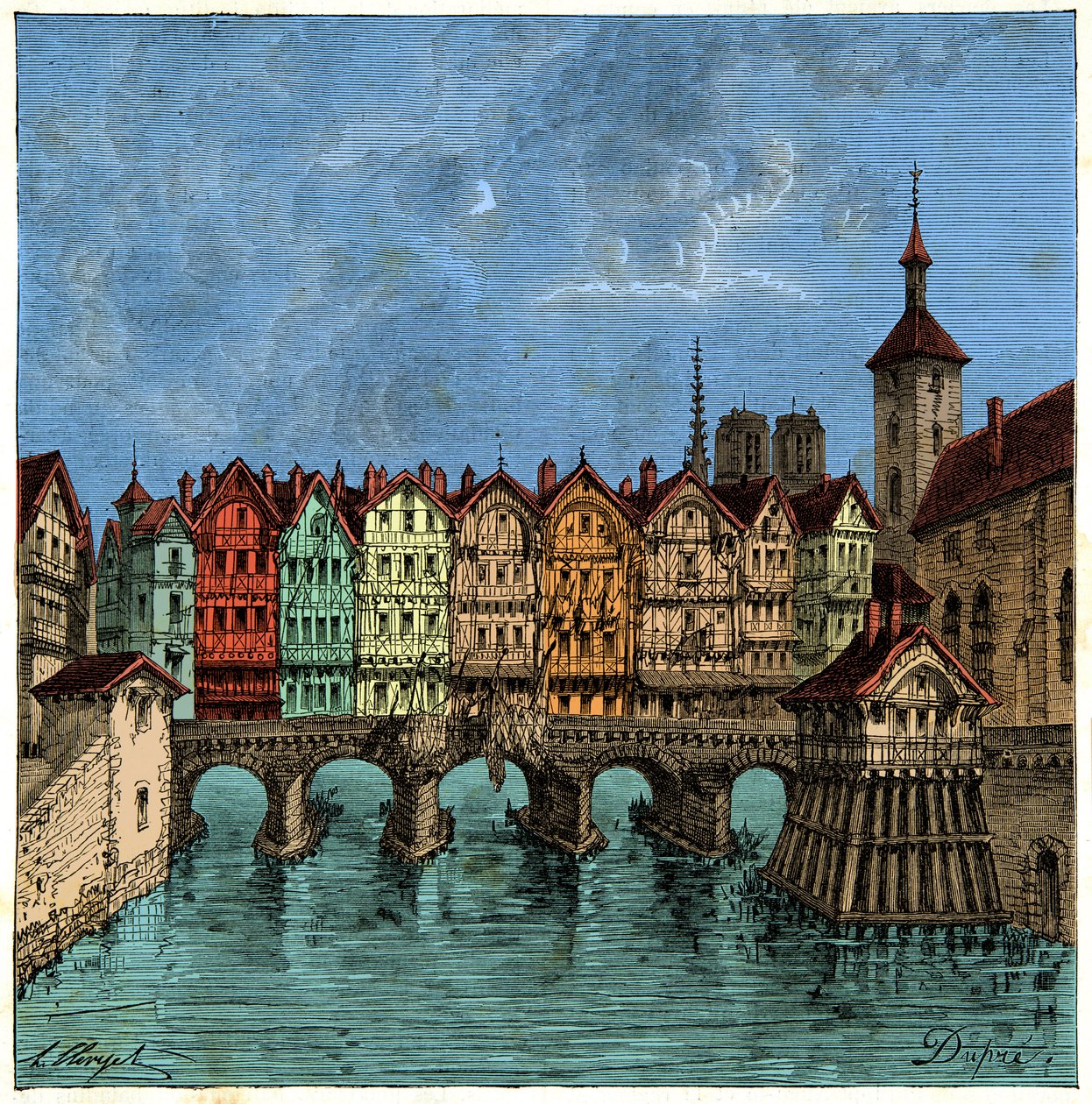 Die kleine Brücke, die später die Pont au Change in Paris im Mittelalter wurde von Unknown artist
