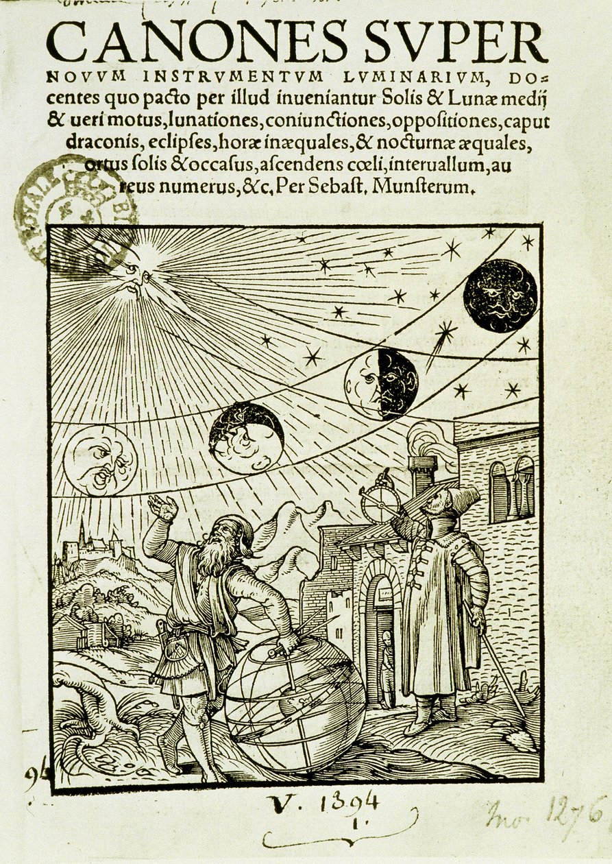 Die Bewegungen von Sonne und Mond, beobachtet von Astronomen - Frontispiz des Buches „Super Canones“ von Unknown artist