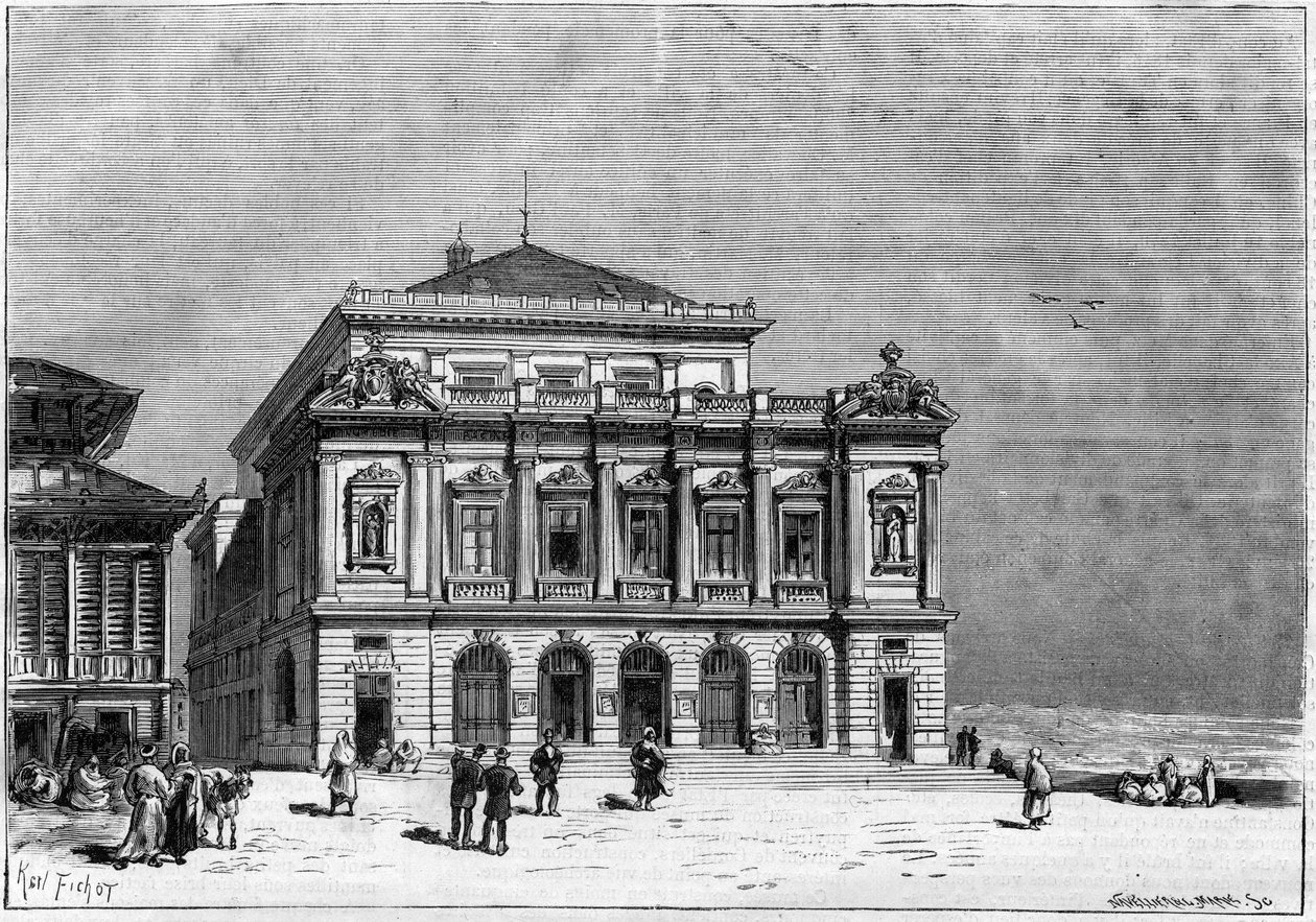 Das Theater von Constantine in Algerien, gebaut vom Architekten Paul Jean Gion (1838-1904) zwischen 1877 und 1883 - die Außenseite des Theaters von Unknown artist