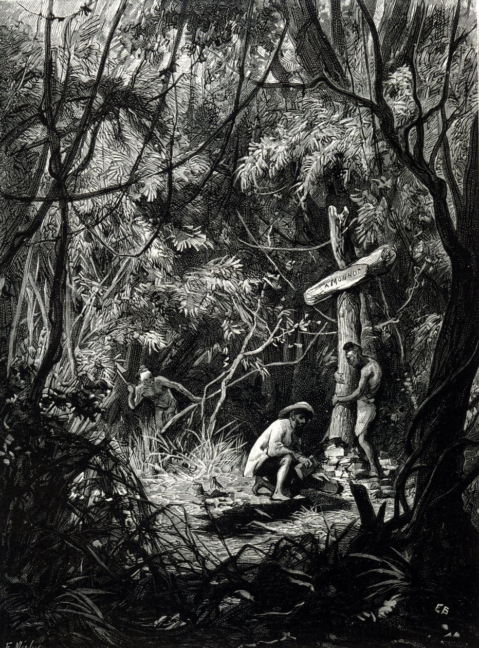 Das Grab des Entdeckers Henri Mouhot in Indochina von Unknown artist