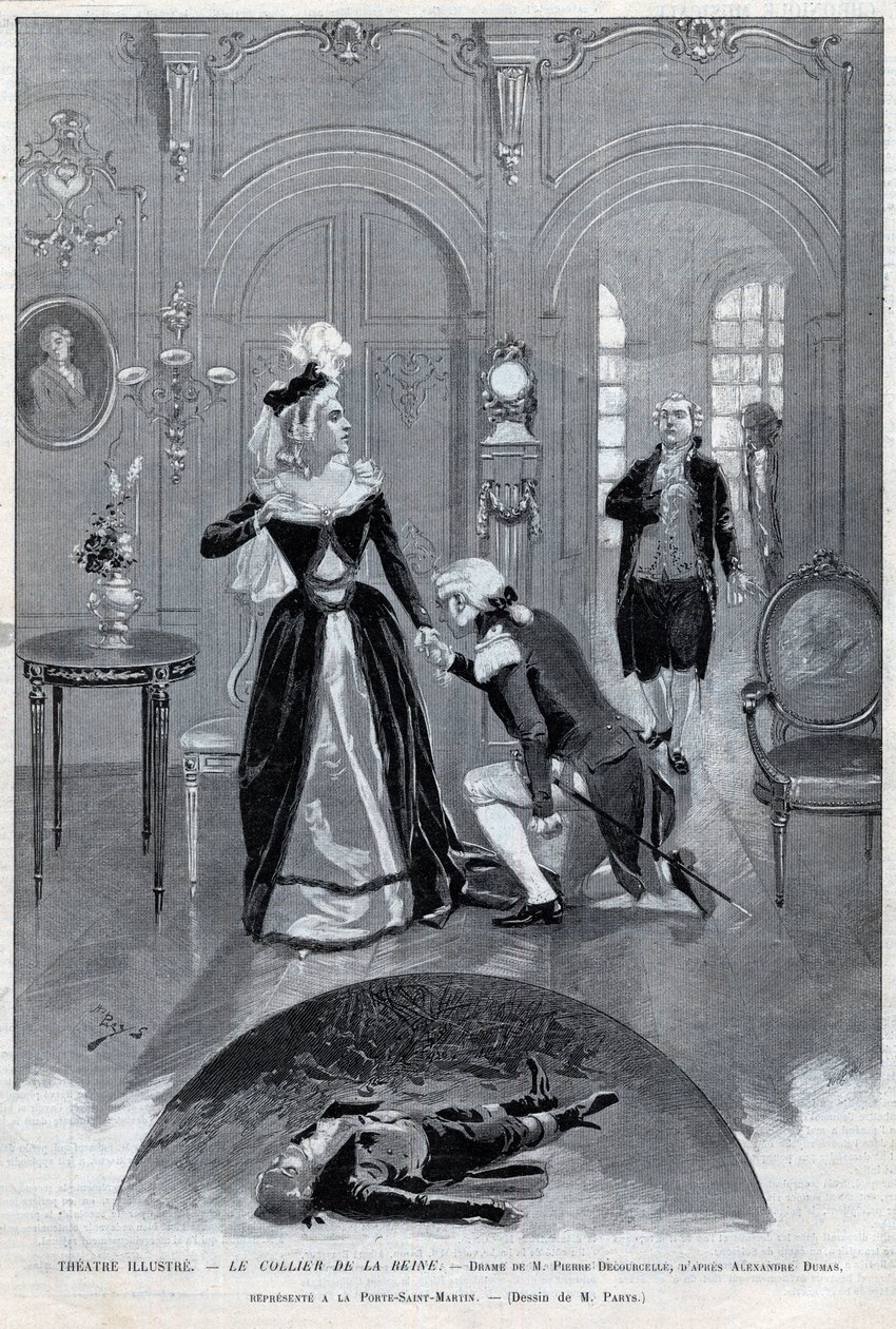 Theater illustriert - „Le collier de la Reine“ (Affäre) Drama von Pierre Decourcelle nach Alexandre Dumas père - „Le collier de la Reine“ Stück in 5 Akten und 13 Bildern, Paris, 31. Januar 1895, Théâtre de la Porte-Saint-Martin von Unknown artist