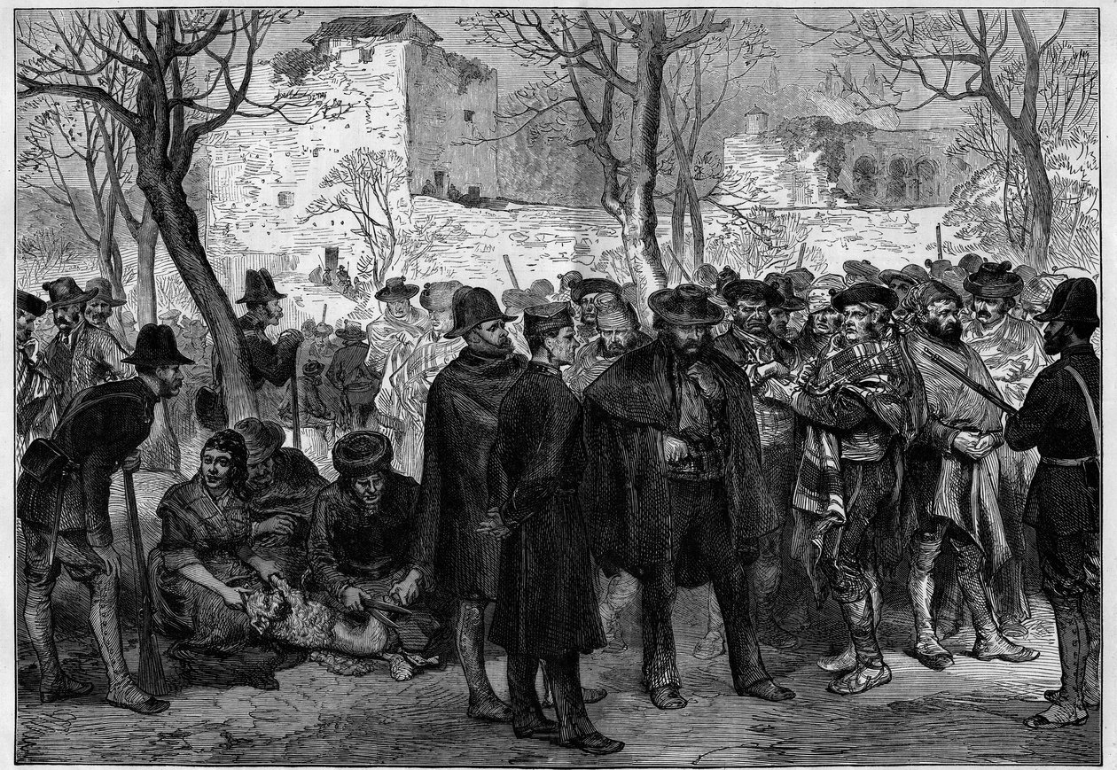 Dritter Carlistenkrieg (1872-1876): Carlisten-Gefangene in der Alhambra von Granada. von Unknown artist