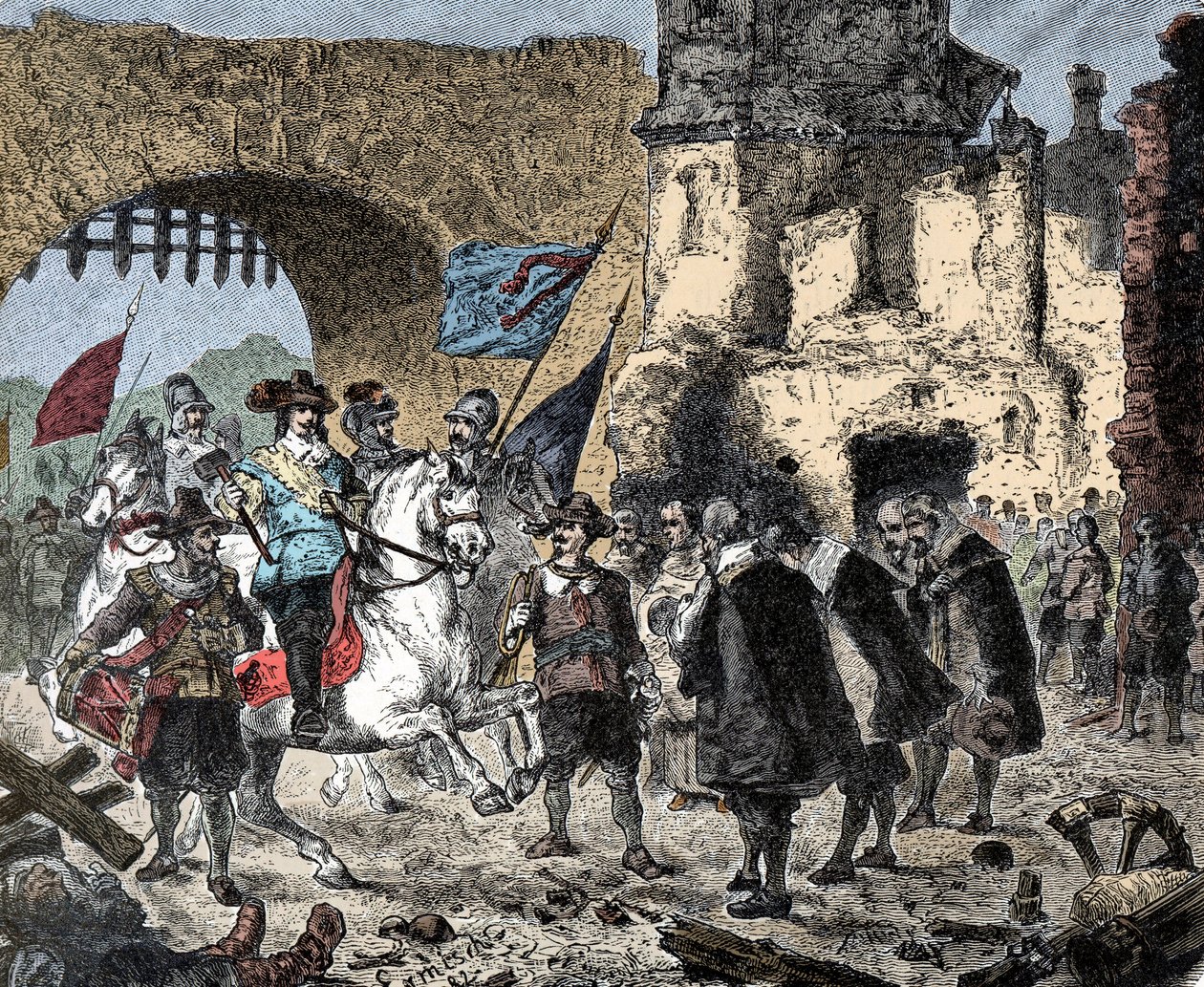 Dreißigjähriger Krieg: General Bernhard von Sachsen-Weimar (1604-1639) siegreich bei Breisach (Deutschland) - Bernhard von Weimar zieht in Breisach ein von Unknown artist