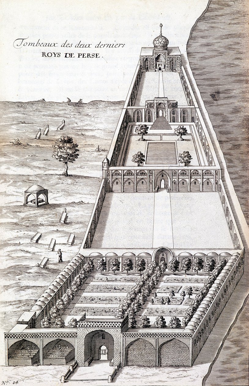 Gräber der letzten beiden Könige von Persien - in „Tagebuch der Reise des Ritters Chardin, Persien und Ostindien, über das Schwarze Meer und die Kolchis“ von Unknown artist