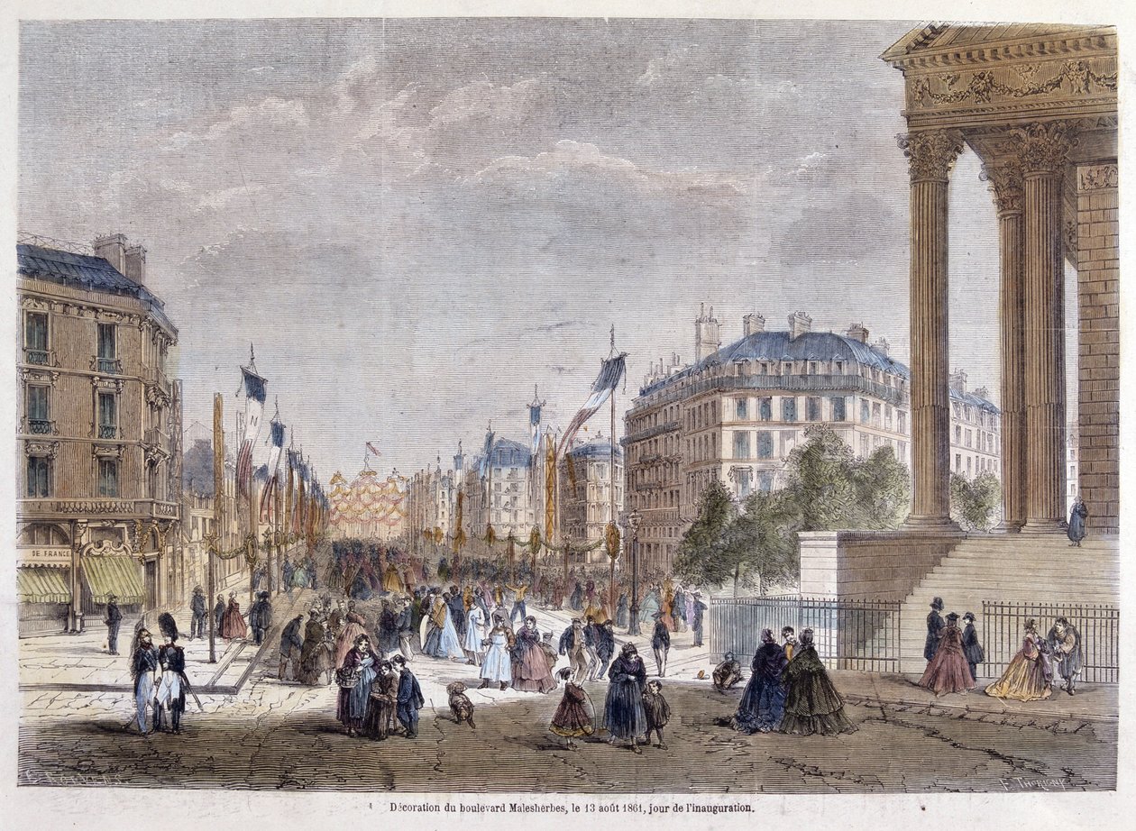Transformationen von Paris unter dem Zweiten Kaiserreich, Haussmann Paris. Einweihung des Boulevard Malesherbes (Haussmann-Arbeiten) von Unknown artist