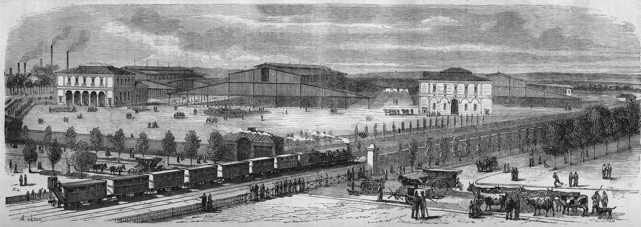 Transformationen von Paris unter dem Zweiten Kaiserreich, Paris Haussmann: Der neue Marsch zum Vieh von La Villette. von Unknown artist