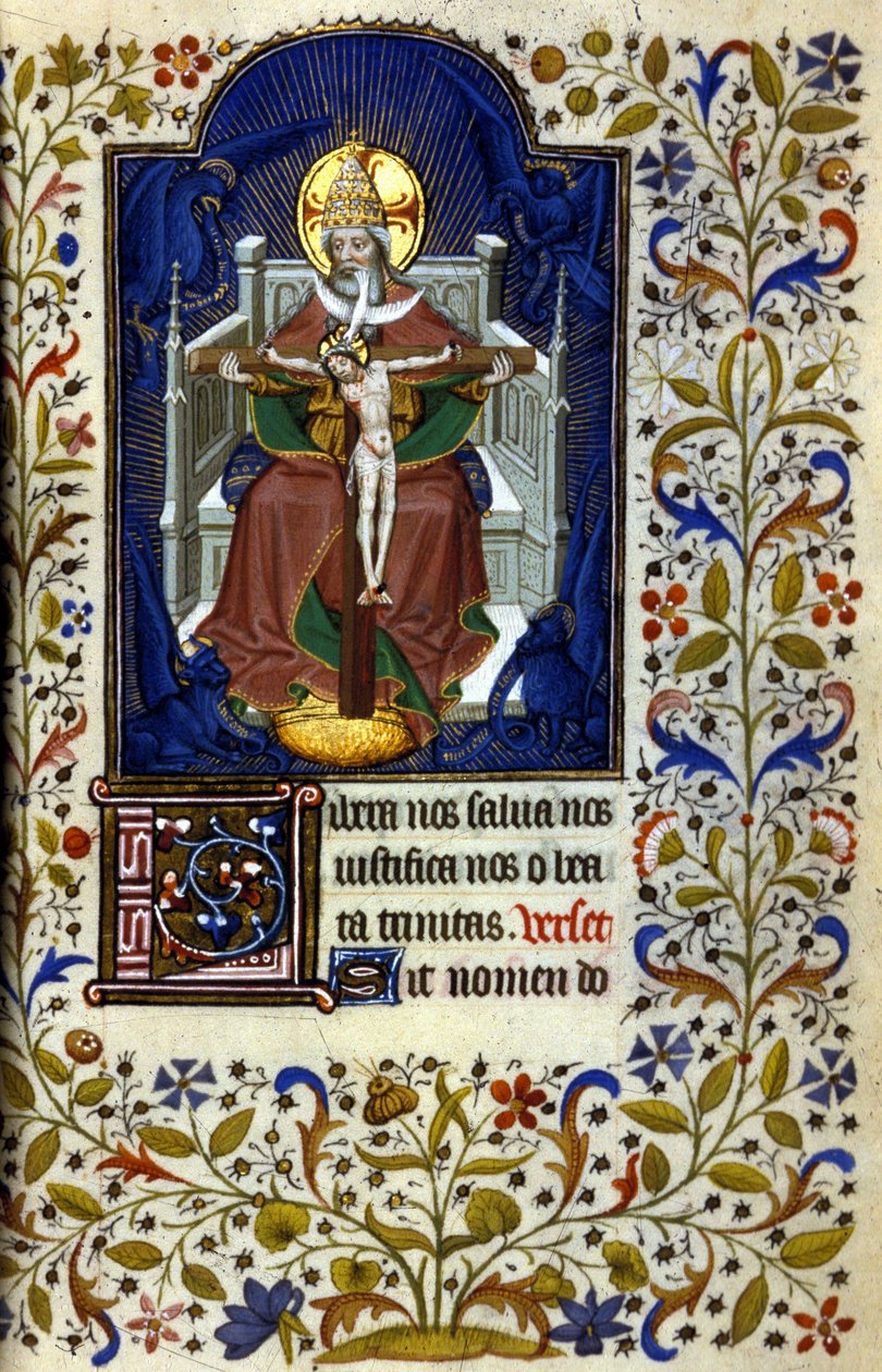 Dreifaltigkeit. Miniatur, frühes 15. Jahrhundert. Bibl. Trivulziana, Mailand von Unknown artist