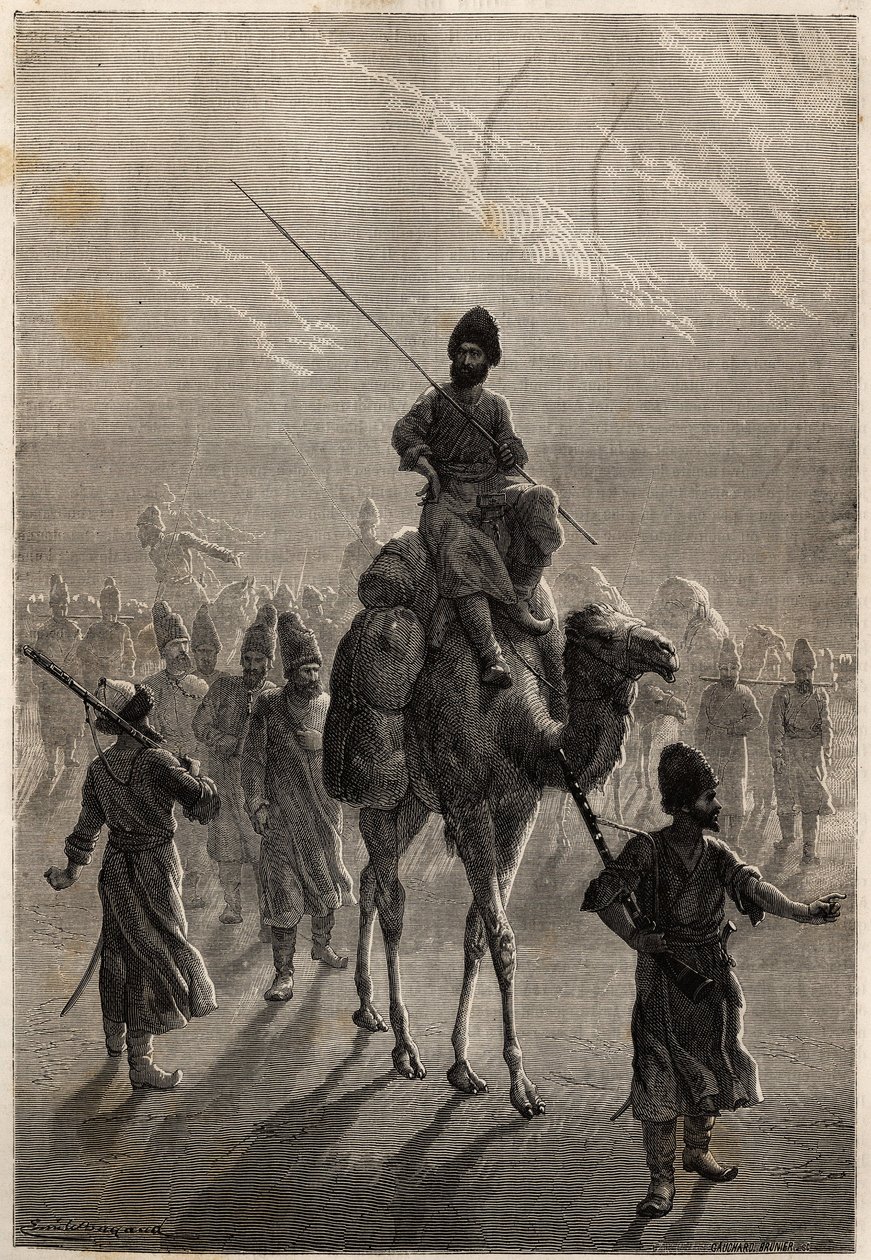 Türkische Gefangene, die nach Teheran gebracht werden, um ihre Feindschaft zu handeln oder gegen andere Gefangene auszutauschen von Unknown artist