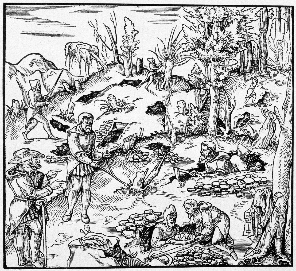 Verwendung des magischen Eimers zur Suche nach den Schätzen der Erde - in „Das Buch der Minen“ von Agricola von Unknown artist