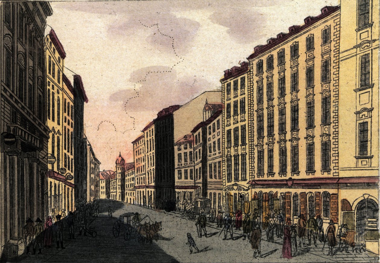 Ansicht der Kohlmarktstraße in Wien, Österreich. Gravur von 1820 von Unknown artist