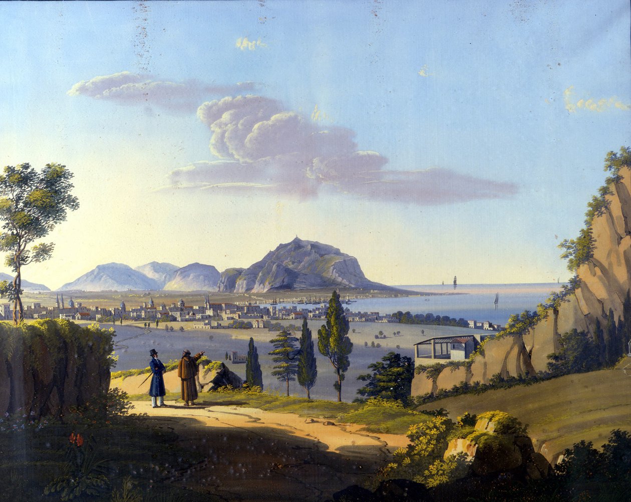 Ansicht von Palermo vom Eremitage des Klosters Santa Maria del Gesu. Anonymes Gemälde aus dem 19. Jahrhundert. von Unknown artist