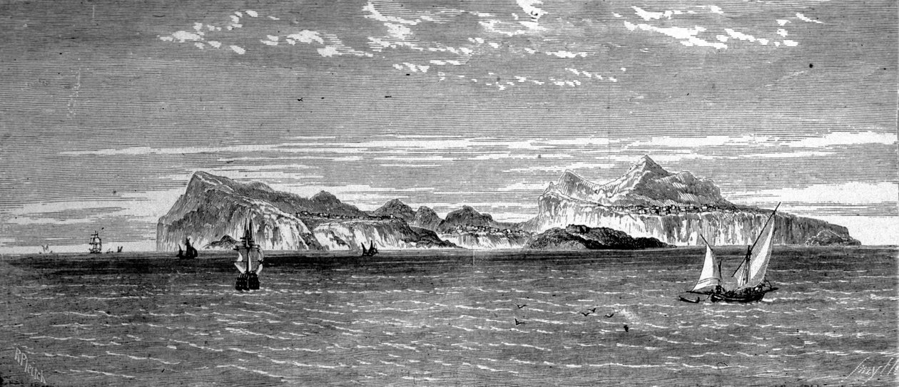 Ansicht der Insel Procida vor Neapel. Gravur aus dem 19. Jahrhundert. von Unknown artist