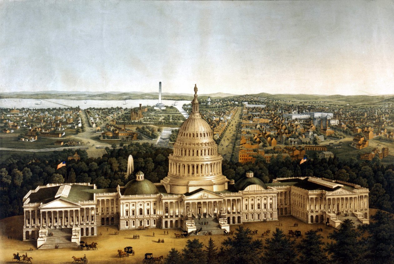 Ansicht von Washington und dem Weißen Haus in einer Aufführung von 1820. von Unknown artist