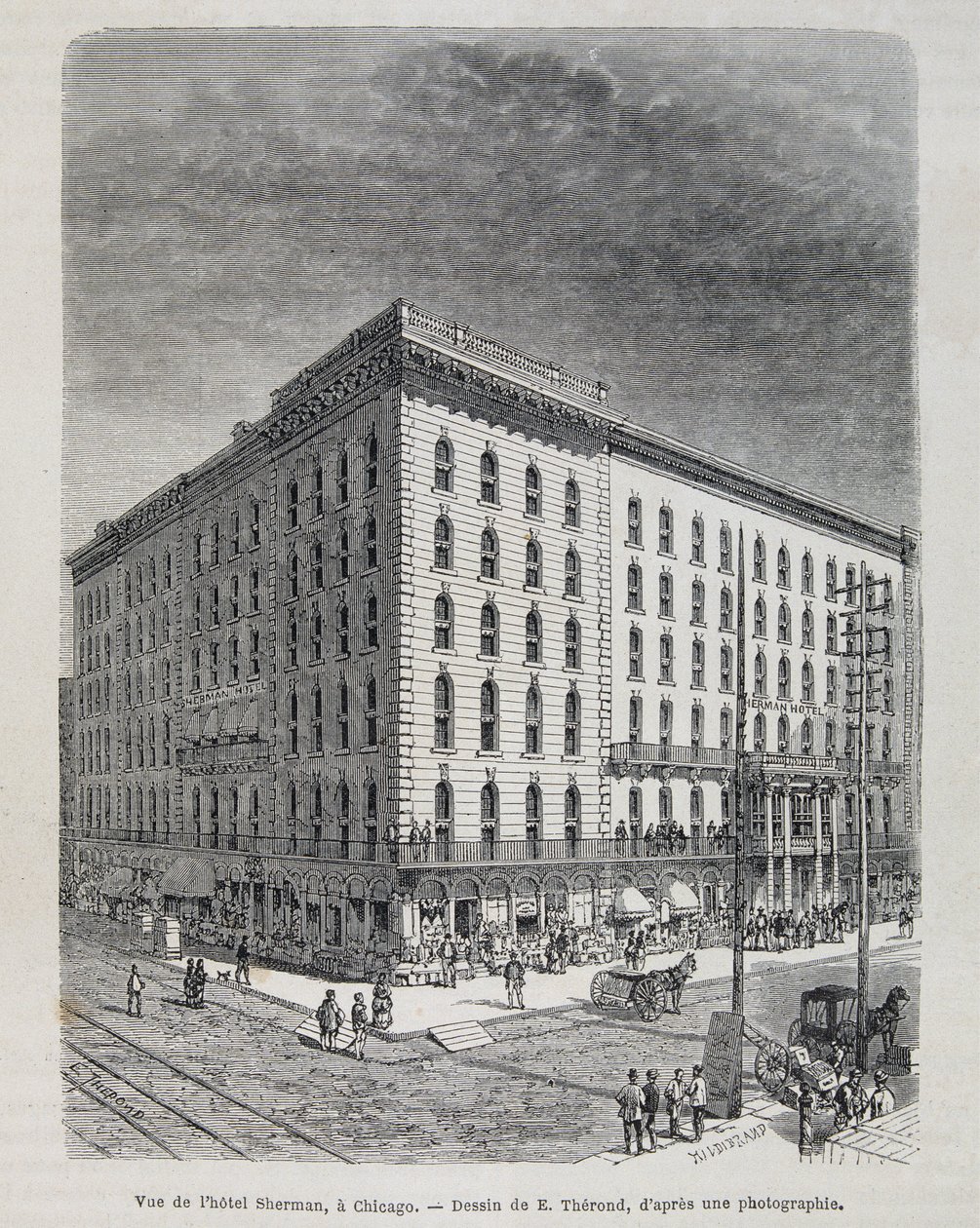 Ansicht des Sherman Hotels in Chicago - in „Le tour du monde“ von Unknown artist
