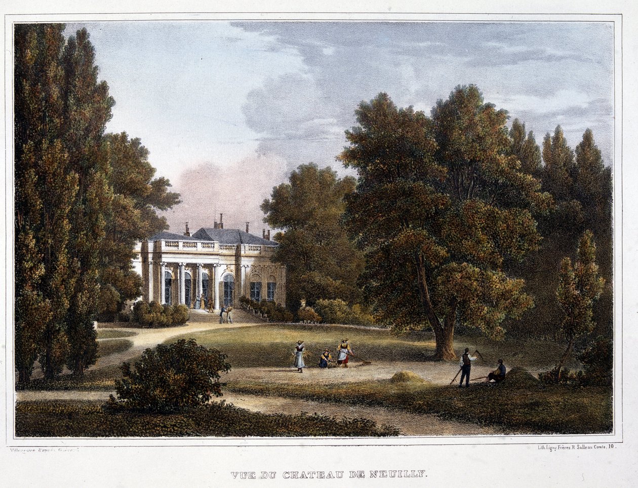 Ansicht des Schlosses von Neuilly - Lithografie von Unknown artist