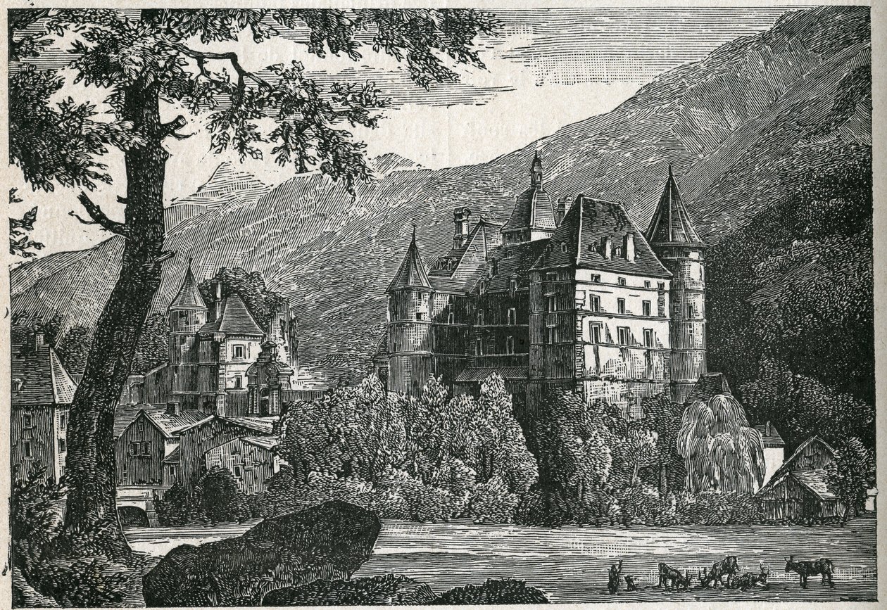 Ansicht des Schlosses von Vizille in Isère. von Unknown artist