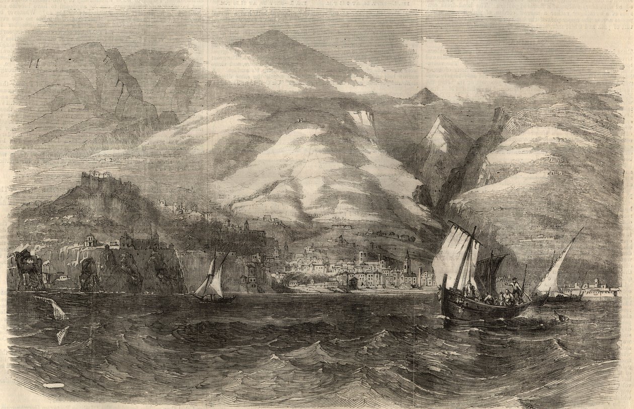 Ansicht der Stadt Funchal auf der Insel Madeira in Portugal. Gravur in „The Illustrated London News“ vom 29. Februar. von Unknown artist
