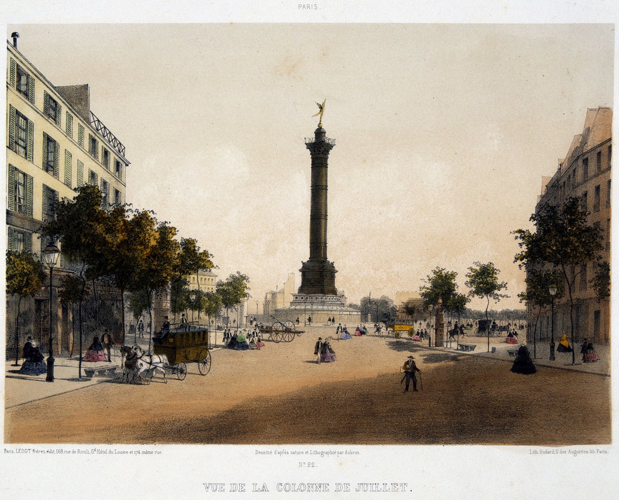 Ansicht der Julisäule (Place de la Bastille) vom Boulevard Beaumarchais von Unknown artist