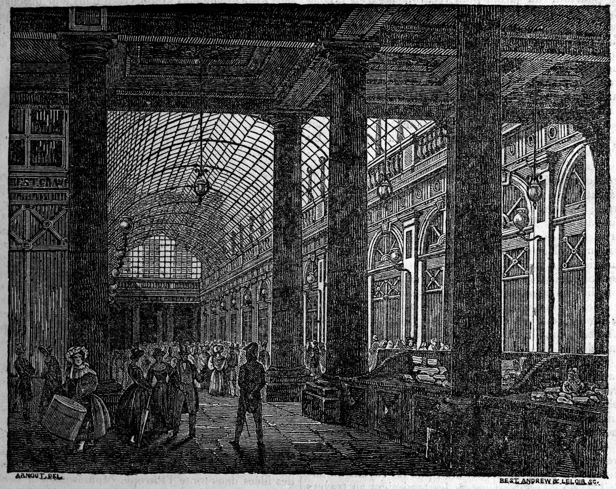 Ansicht der Galerie von Orleans im Palais Royal de Paris im Jahr 1835 von Unknown artist