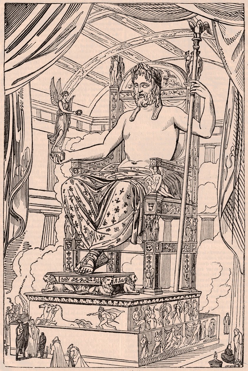 Ansicht der gigantischen Statue des Olympischen Zeus von Phidias von Unknown