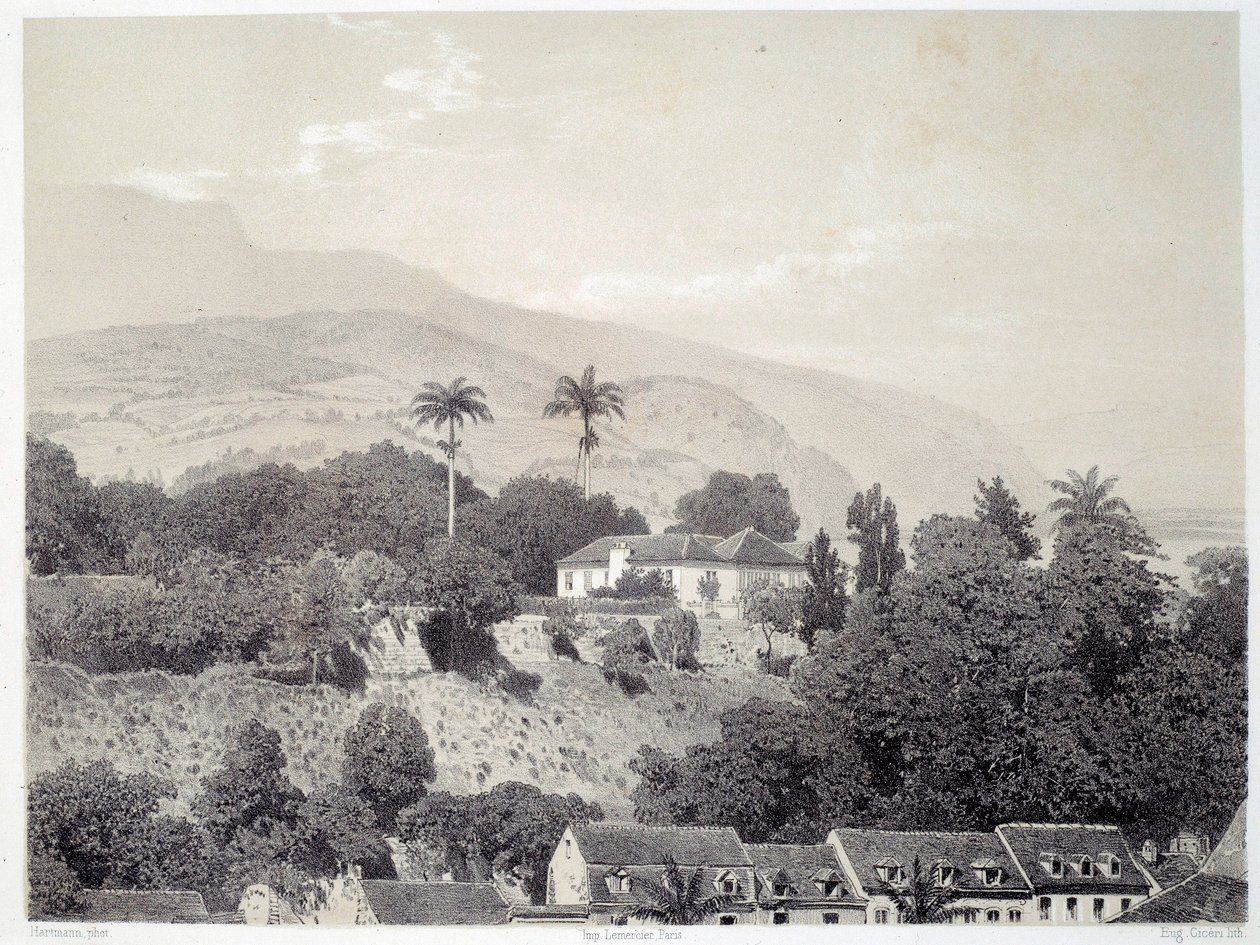 Ansicht der Häuser vom Boulevard de la Comédie in Saint Pierre auf Martinique in den Antillen. Druck nach Fotografie aus dem späten 19. Jahrhundert von Unknown artist