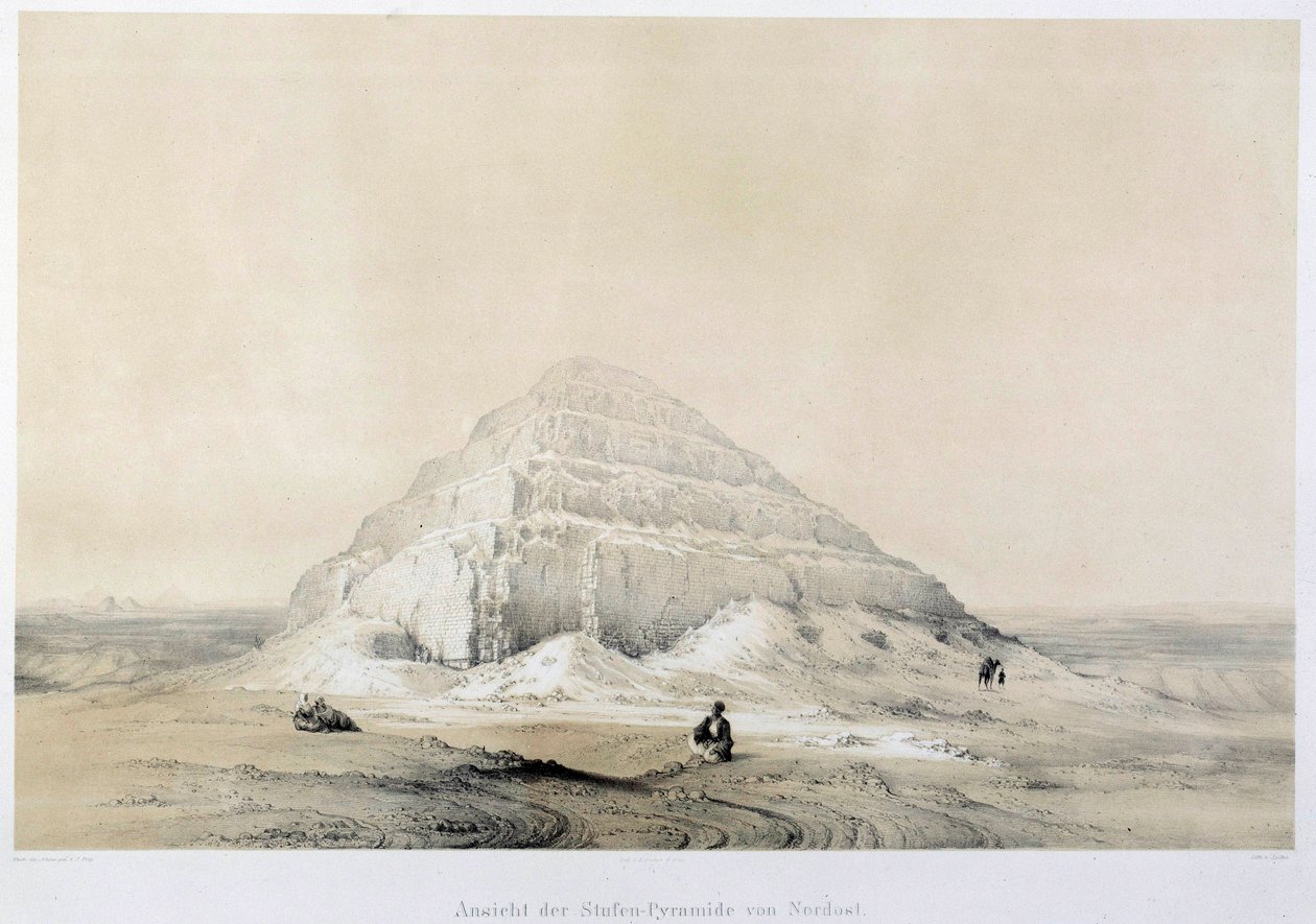 Ansicht der Pyramide von Saqqarah (Sakkarah). Ägypten. Illustration des 19. Jahrhunderts von Unknown artist
