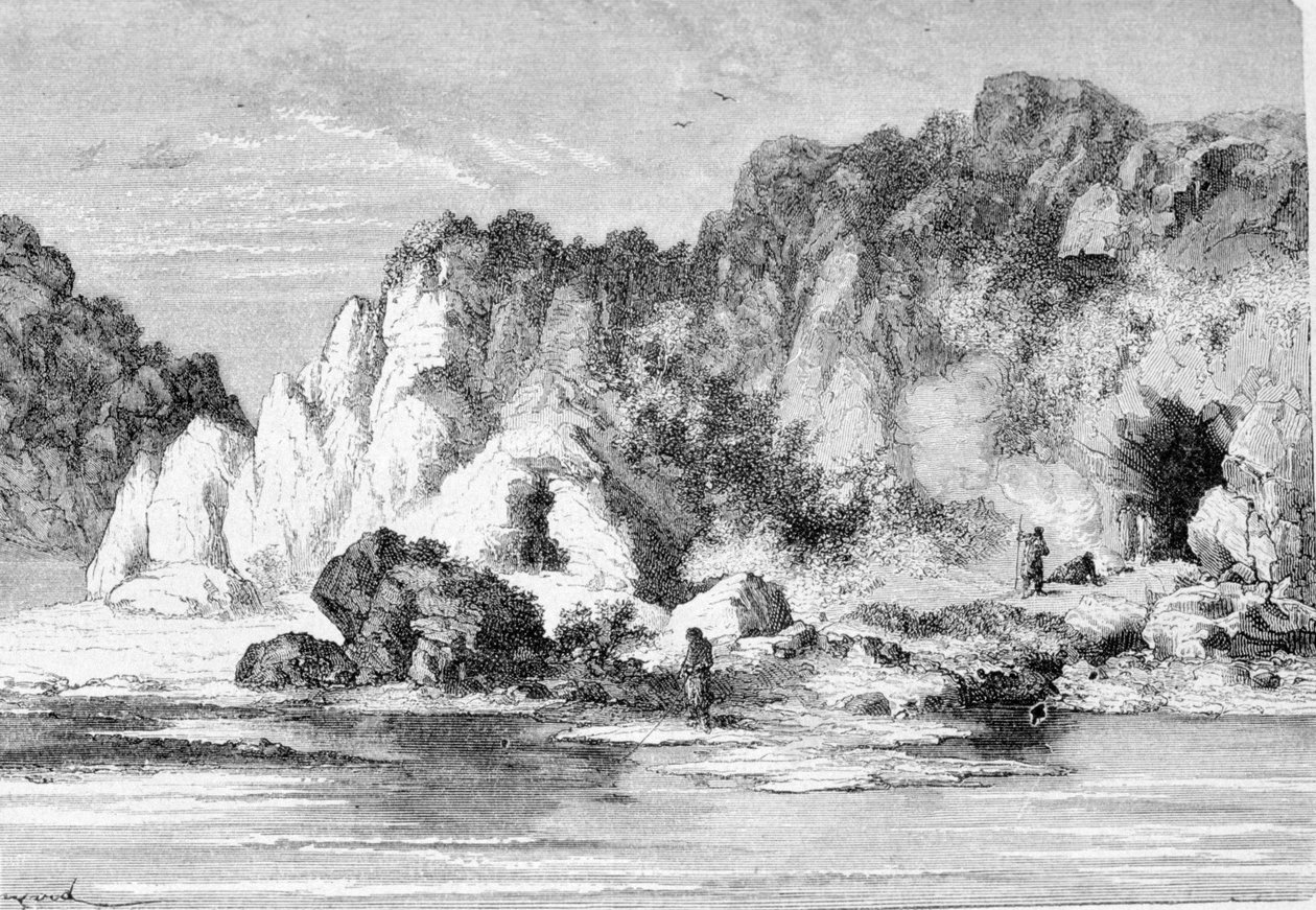 Dorf des Rentierzeitalters (Oberes Paläolithikum), Furfeez-Höhlen von Unknown artist