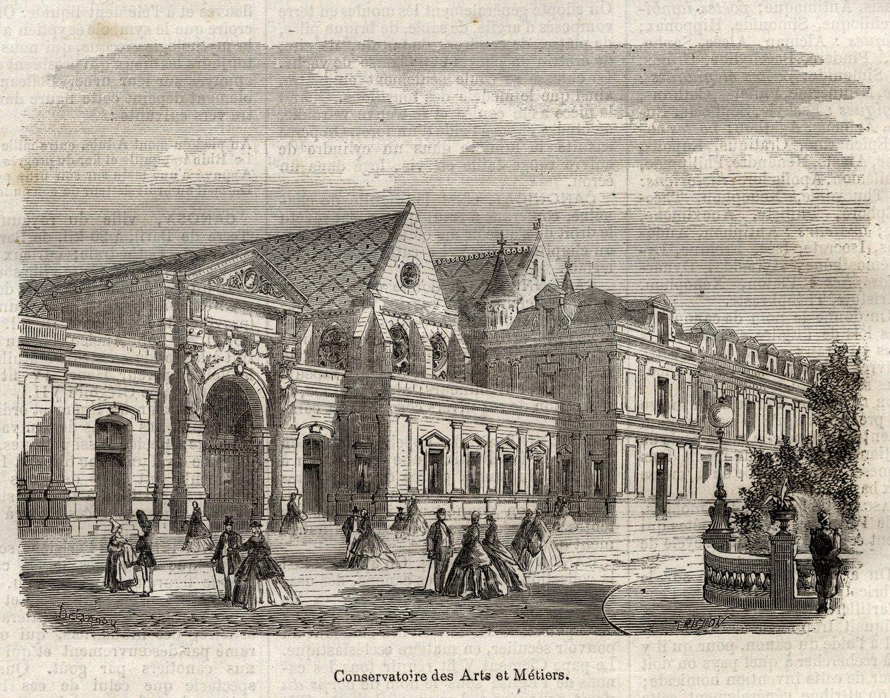Ansicht des Conservatoire des Arts et Metiers (Cnam) in Paris, Rue Saint Martin in Paris - (Ansicht auf das Konservatorium der Künste und Handwerke in Paris - Gravur in „Dictionnaire populaire illustrious“ - 1864 - von Joseph Decembre und Edmond Allonier von Unknown artist