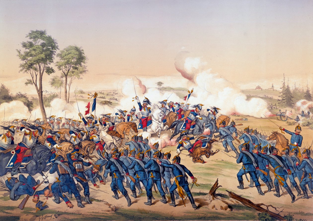 Krieg von 1870: der Angriff der Schlachtschiffe in der Schlacht von Froeschwiller Woerth von Unknown artist
