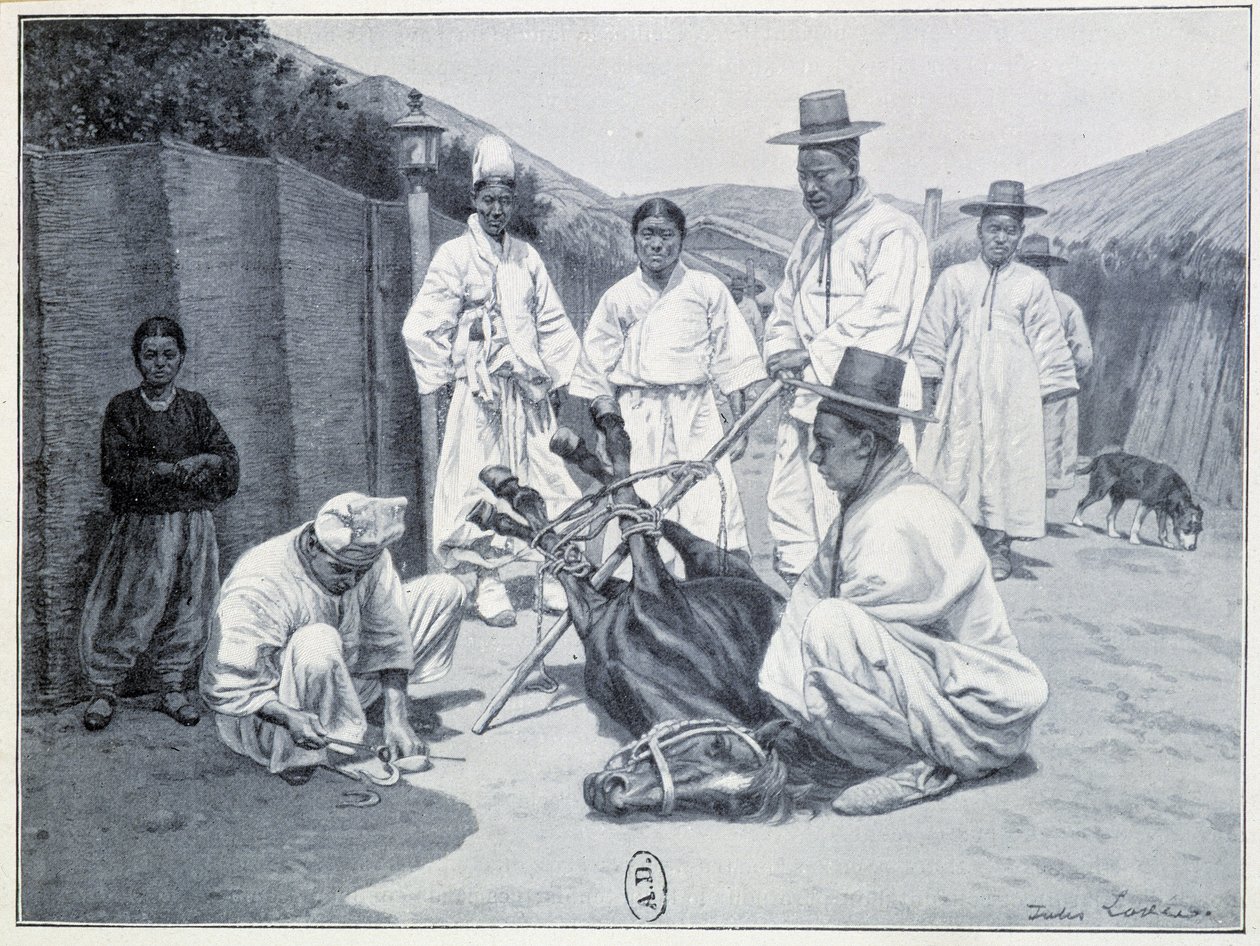 Art, ein Pferd in Korea zu holen - Gravur von Unknown artist