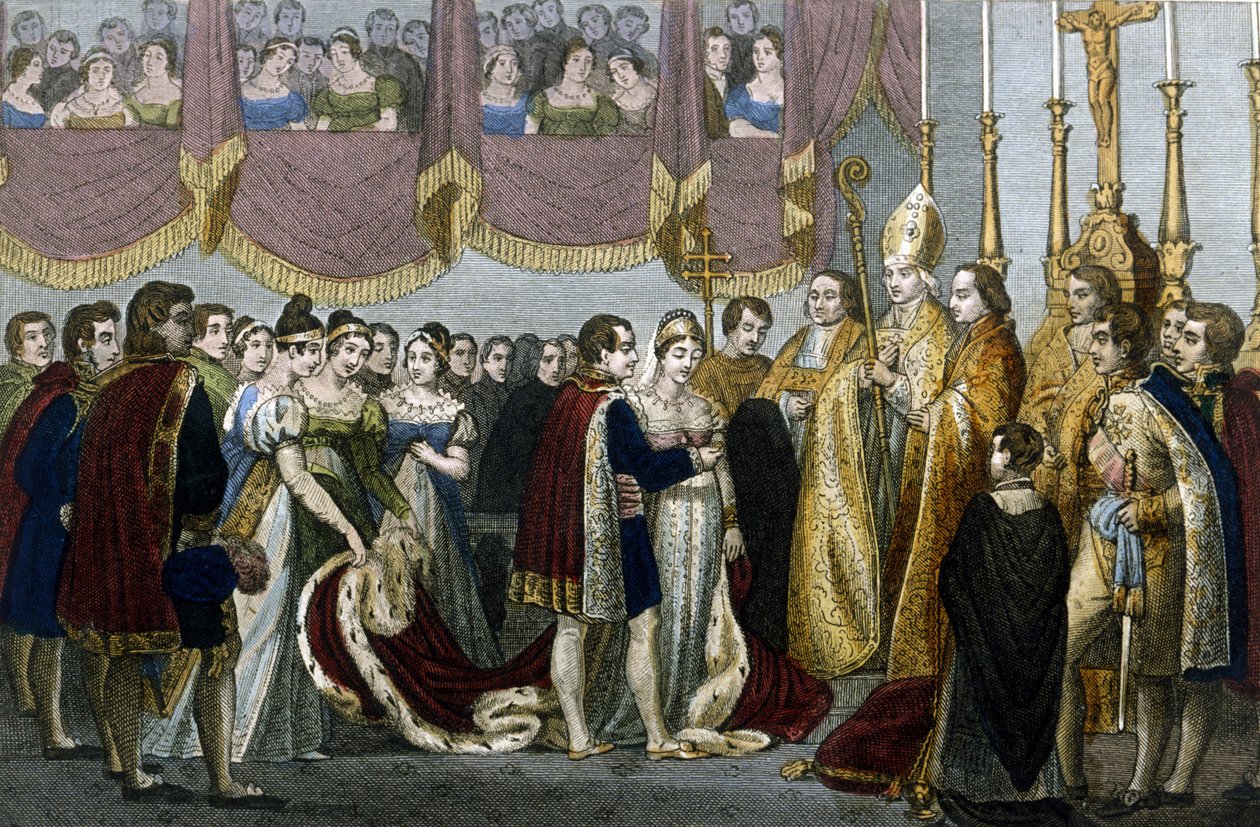 Hochzeitszeremonie zwischen Napoleon I. und Marie-Louise von Habsburg in der Kirche der Augustiner in Wien, 2. April von Unknown artist