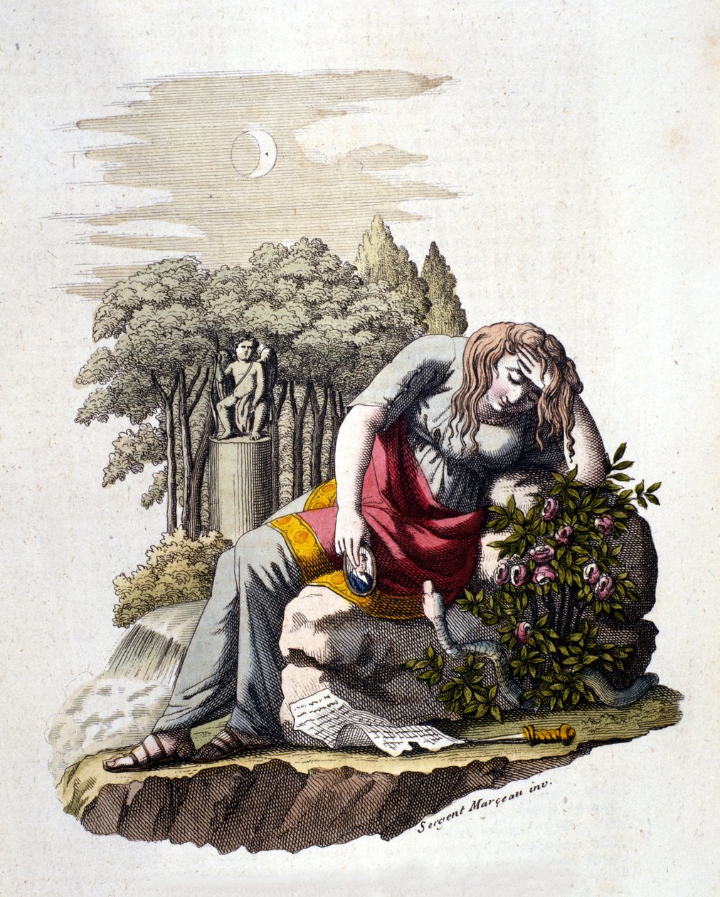 Junges Mädchen weint nach dem Lesen eines Briefes von ihrem Liebhaber von Unknown artist