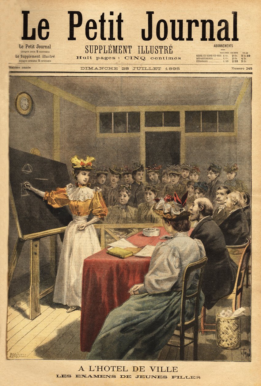 Prüfungen junger Mädchen im Pariser Rathaus. Gravur in „Le petit journal“ 28/07/1895. Sammlung Selva von Unknown artist