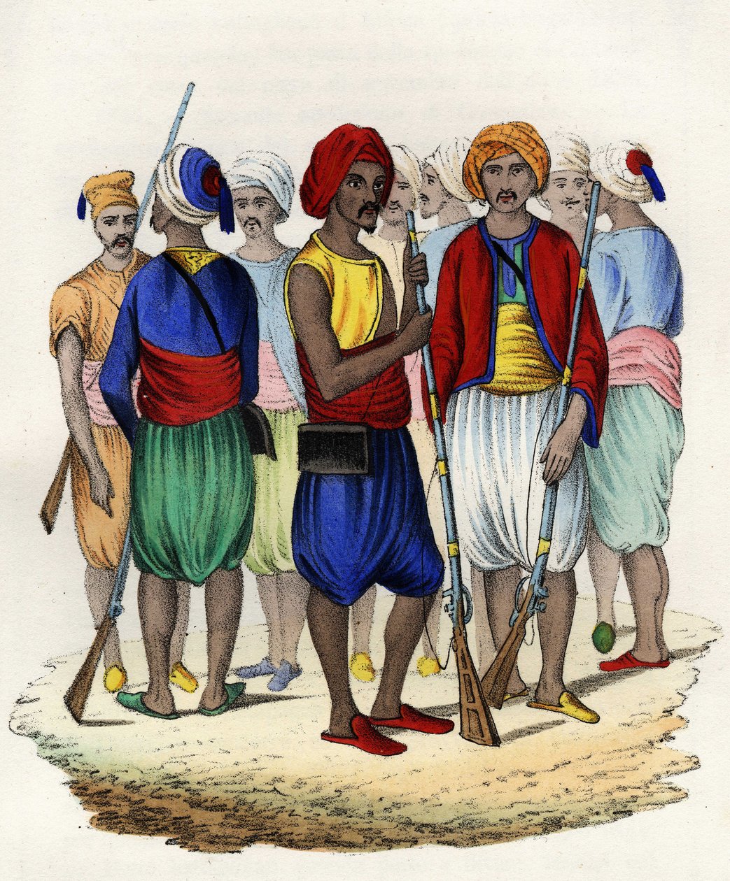 Zuaven, indigene Schützen der französischen Armee Afrikas, 1830 ausgebildet. In „Storia d