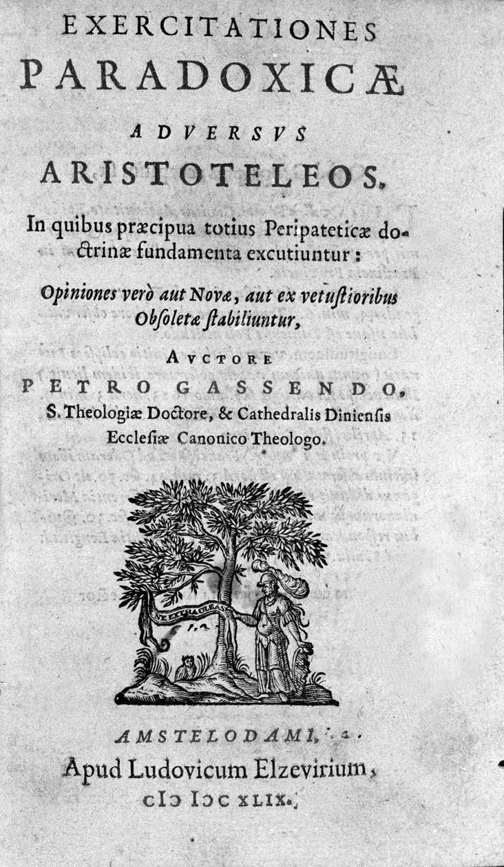 Frontispiz von "Exercitationum paradoxicarum adversus Aristoteleos" von Pierre Gassendi (1592-1655), französischer Philosoph, Astronom, Mathematiker und Physiker von Unknown artist
