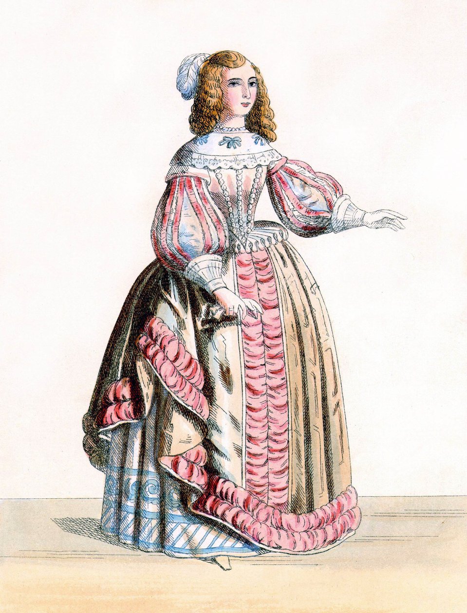 Porträt von Catherine de Braganza (1638-1705), Königin von König Karl II. von England. Gravur von 1860. von Unknown artist