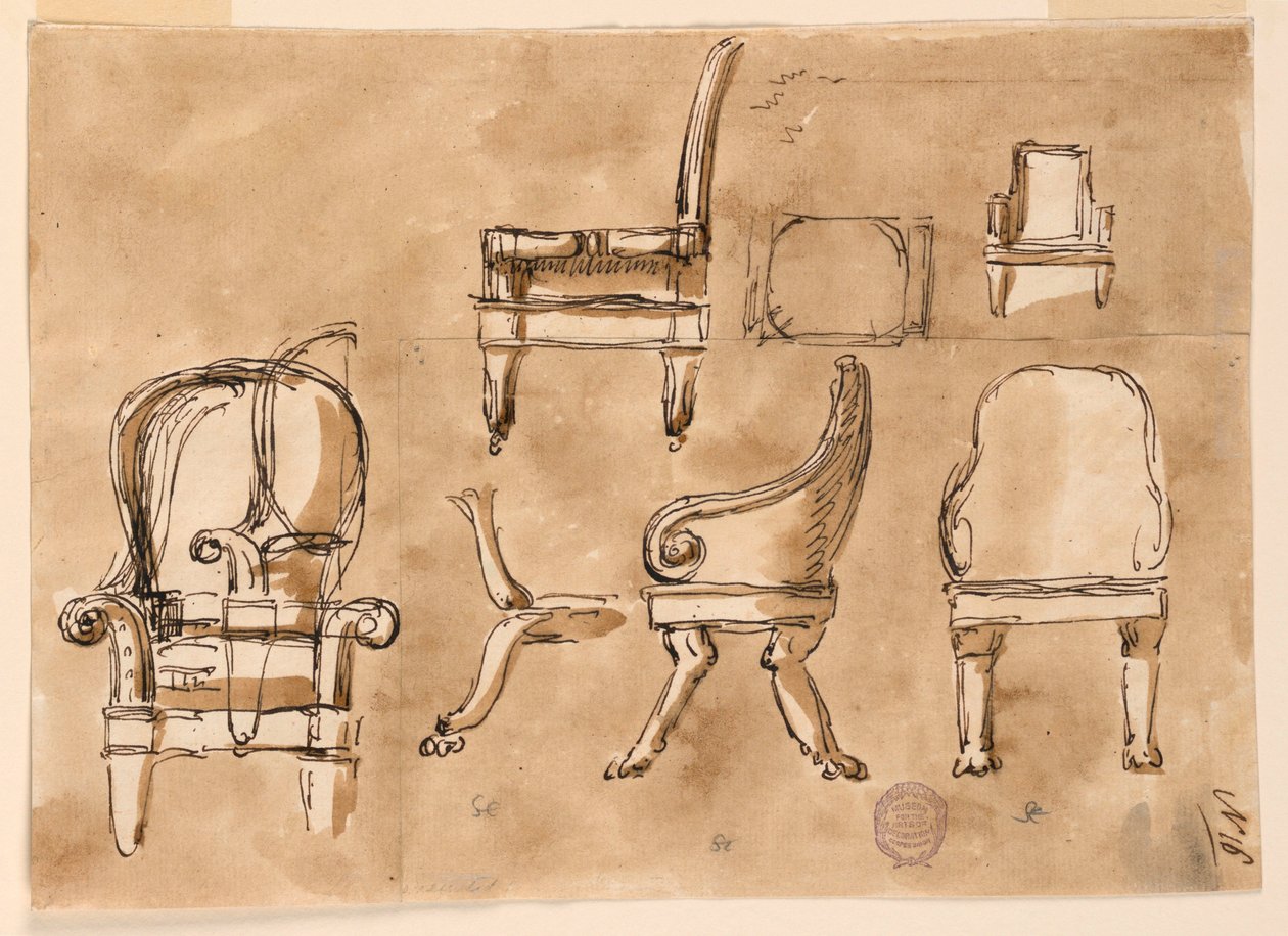 Zeichnung, Stühle, ca. 1800 von Unknown artistUnknown artist