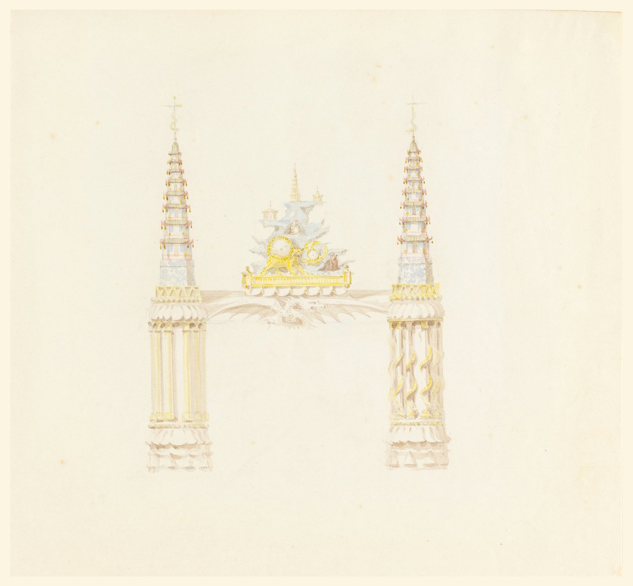 Zeichnung, Kaminstück, Westwand des Musikzimmers, ca. 1820 von Unknown artistUnknown artist