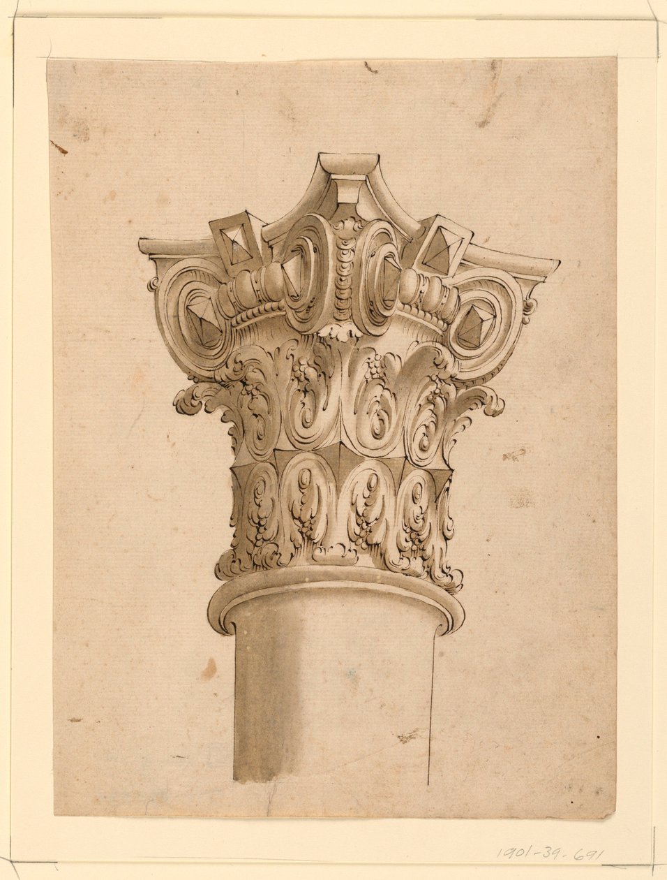 Eckansicht eines Kompositkapitells, 1625–1650 von Unknown artistUnknown artist