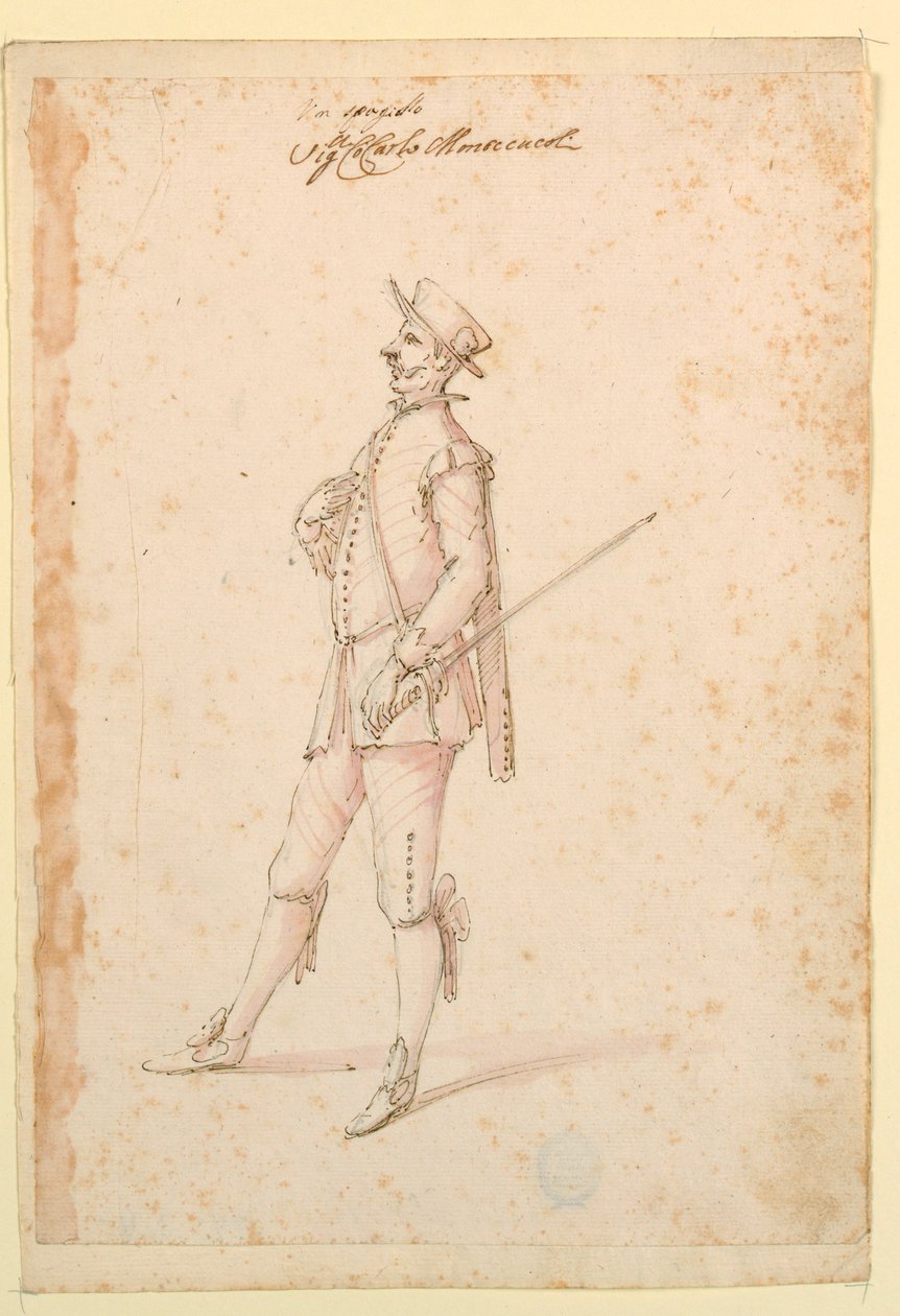 Kostümentwurf: Ein Hauptmann für ein Ballett, ca. 1720 von Unknown artistUnknown artist