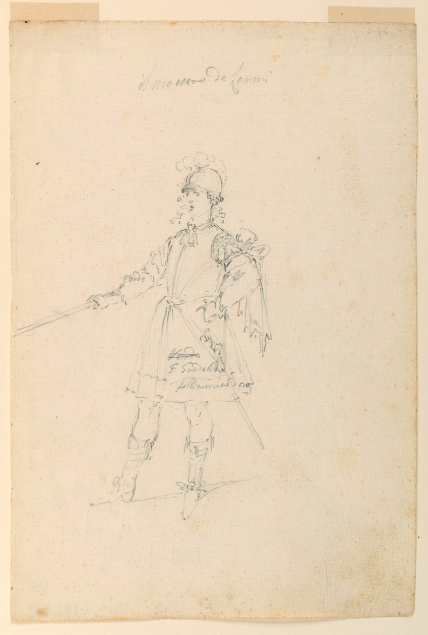 Kostümentwurf: Der Waffenmeister für ein Ballett, ca. 1720 von Unknown artistUnknown artist