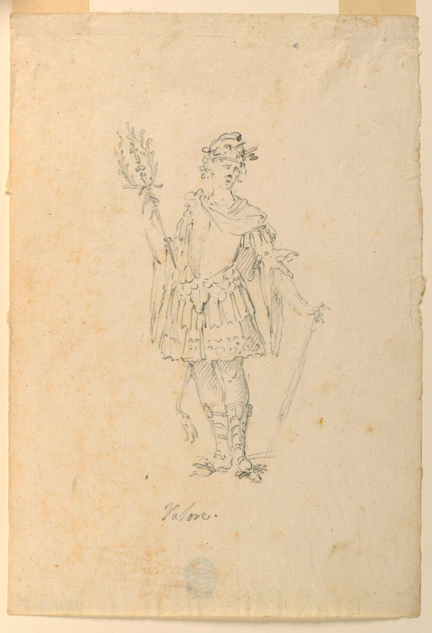 Kostümentwurf: Tapferkeit für ein Ballett, ca. 1720 von Unknown artistUnknown artist